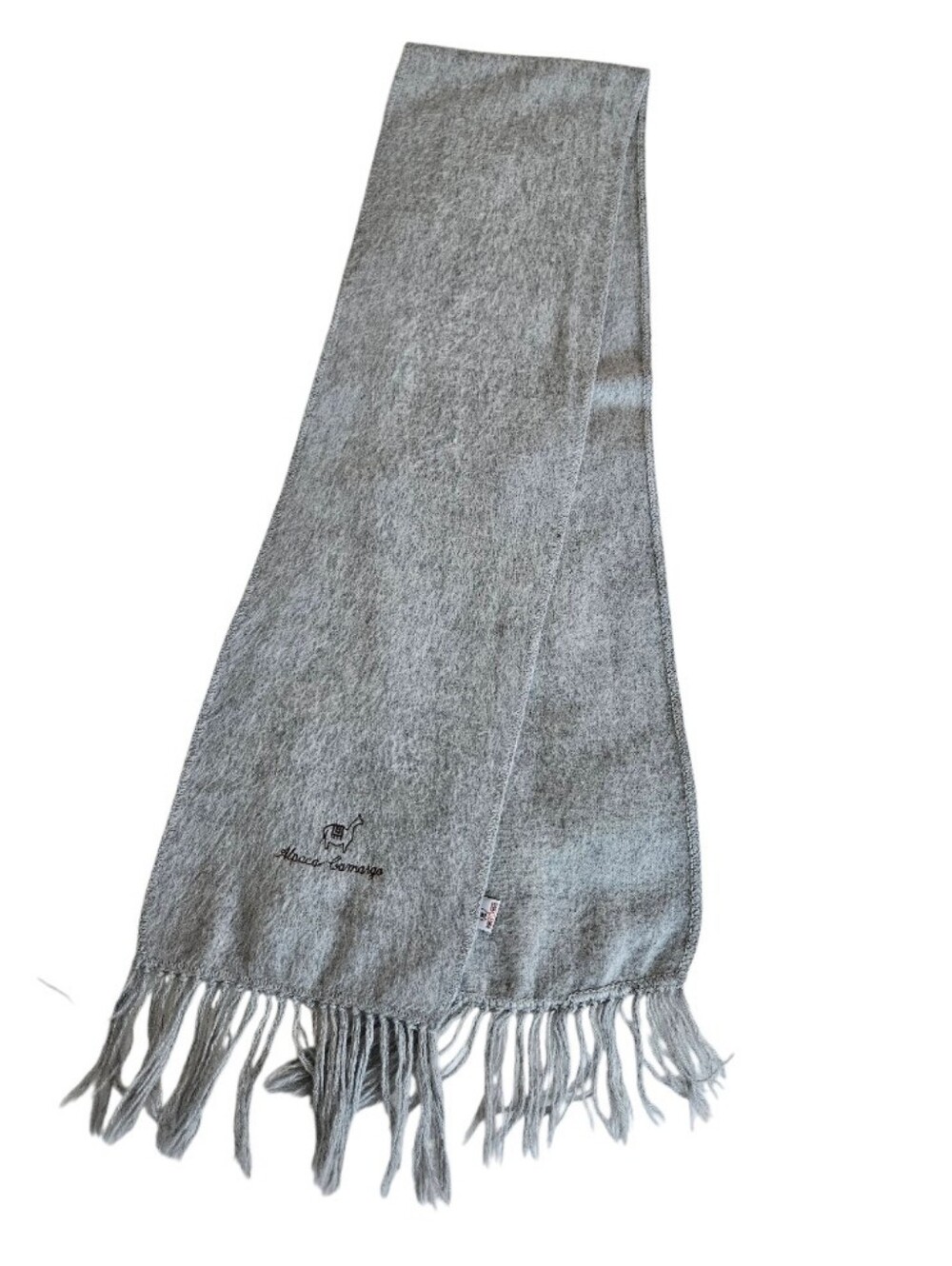 Alpaca Camargo Light Gray Fringe Scarf Unisex - Picture 3 of 10